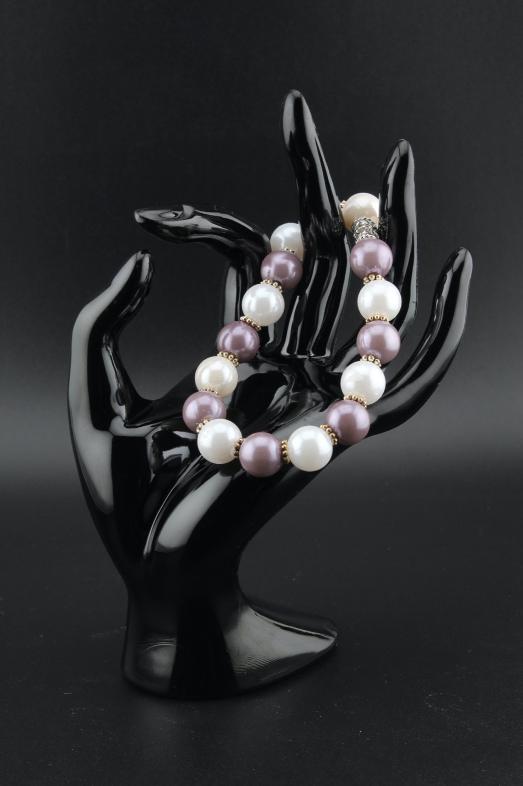 Mauve Daisy Pearl Bracelet