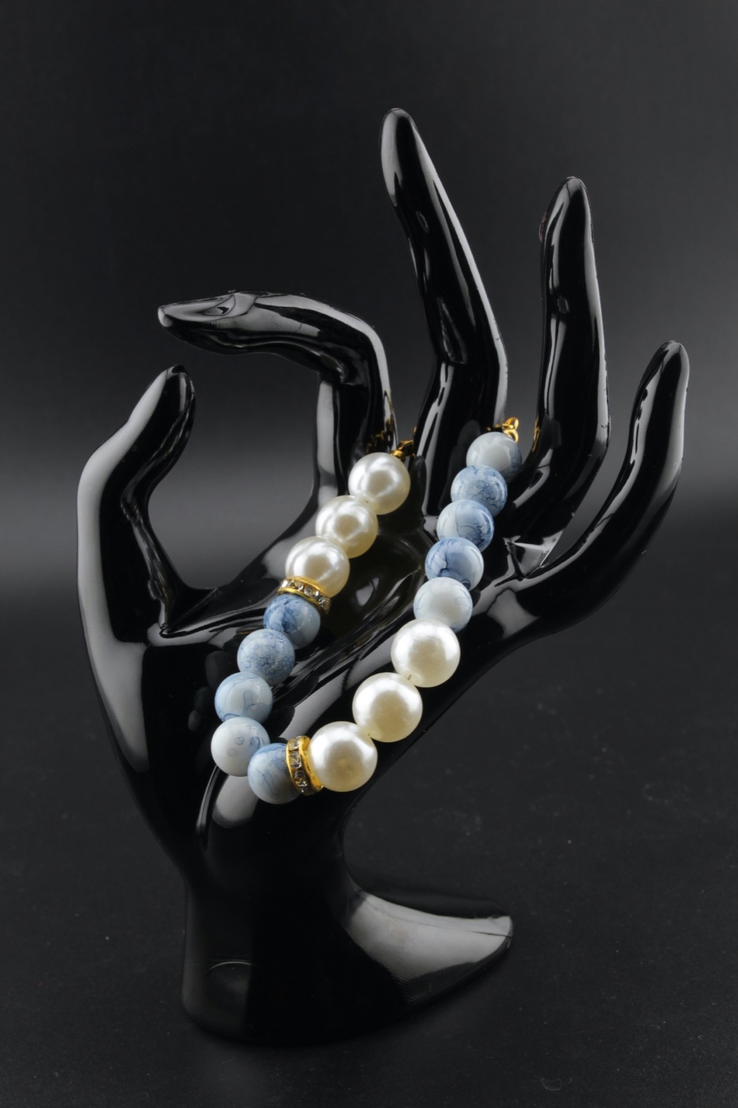 Blue Marble & Pearl Bracelet
