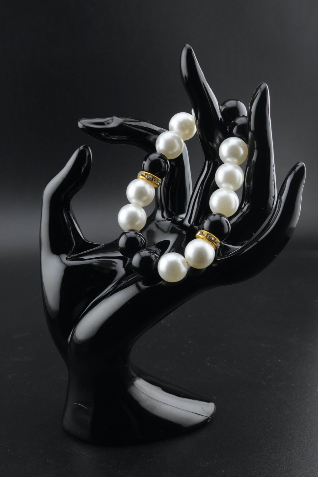 Pearl & Onyx Rondelle Bracelet