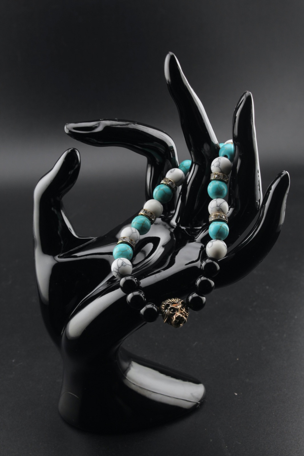 Turquoise & Lion Bracelet Duo